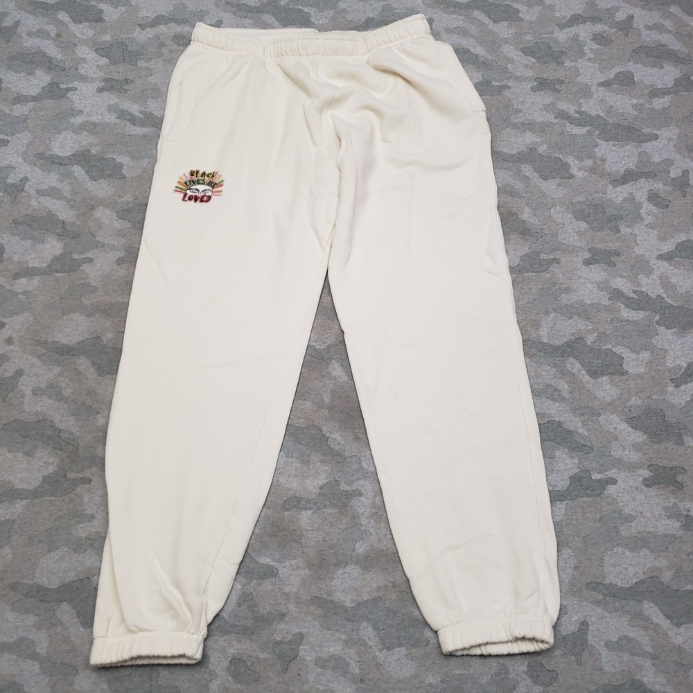 Cross Colours Joggers Pants Mens Medium Beige Pockets Drawstring
